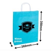 Custom Printed 350x260mm Coloured Paper Bags (8 Colours) 1 Colour 1 Side