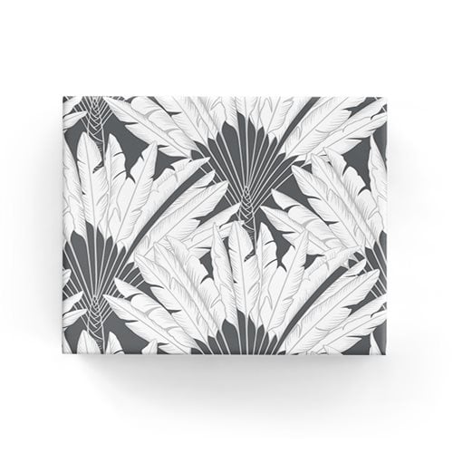 Palm Pattern Wrapping Paper on Charcoal 500mm x 50m - dimensions