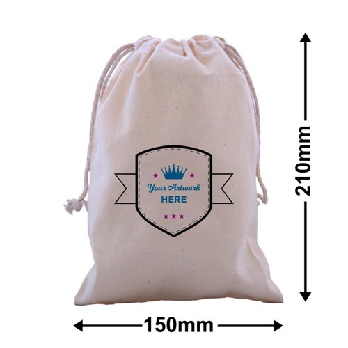 Extra Small Drawstring Calico Bag Printed 2 sides QIS Packaging