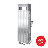 Single Gloss Silver Stripe Wine Bag Die Cut Handle