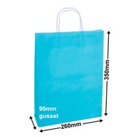 A4 Aqua Blue Paper Carry Bags 260x350mm (Qty:50)