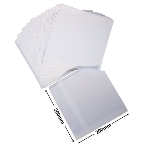 Flat Glossy White Paper Bags Size 2 200x200mm (Qty:500) - dimensions