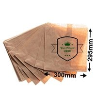 Large Printed Flat Brown Paper Bags - Square 355mm x 240mm 2 Colours 1 Side