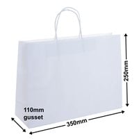 A4 Boutique White Paper Carry Bags 350x250mm (Qty:250)
