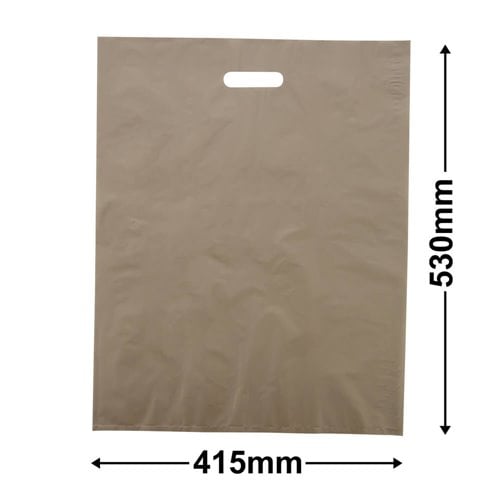 Large Gold Plastic Carry Bags 415x530mm (Qty:100) - dimensions
