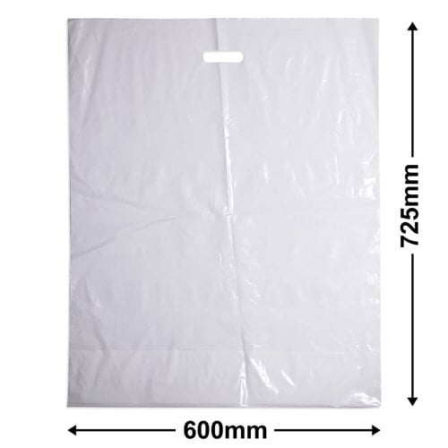 XXL White Plastic Carry Bags 600x725mm (Qty:100) - dimensions