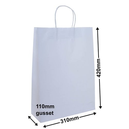 A3 White Paper Carry Bags 310x420mm (Qty:50) - dimensions
