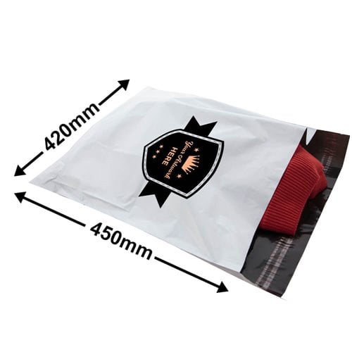 Custom Printed Tamper-proof Courier Bags 450x420mm 2 Colours 1 Side - dimensions