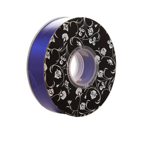 Double sided Satin Ribbon Royal Blue 25mm wide x 30m per roll - dimensions