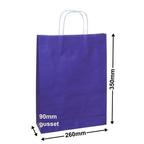 A4 Purple Paper Carry Bags 260x350mm (Qty:250) - dimensions