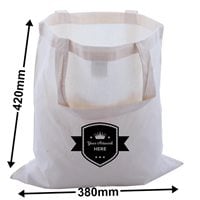 Custom Printed Large Calico Carry Bags 1 Colour 2 Sides 420x380mm