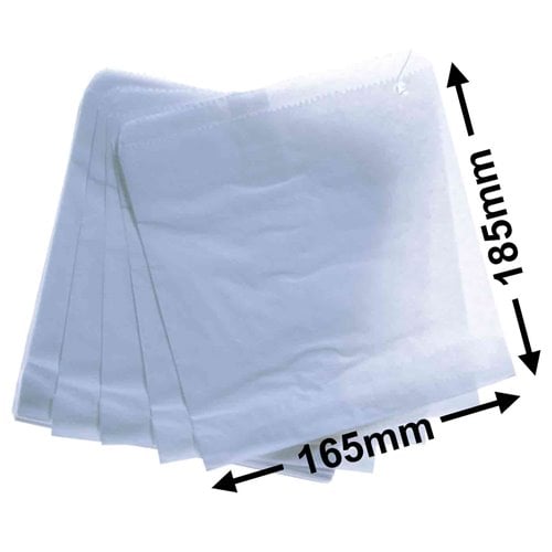 Flat White Paper Bag Size 1 - 165 x 185 - dimensions