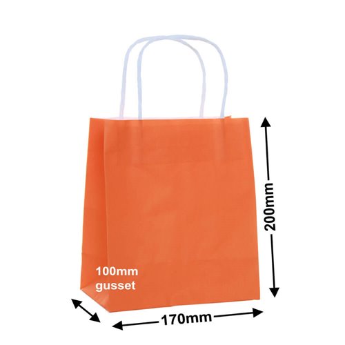 Orange Paper Carry Bags 170x200mm (Qty:50) - dimensions