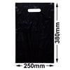 Medium Black Plastic Carry Bags 250x380mm (Qty:100)