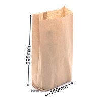 Flat Brown Paper Bags Size 4 150x295mm & 50mm Gusset (Qty:500)