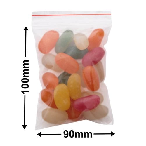 Resealable Press Seal Bags 90x100mm 50µm (Qty:1000) - dimensions