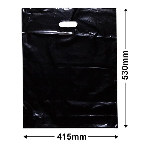Extra-Large Black Plastic Carry Bags 415x530mm (Qty:100) - dimensions