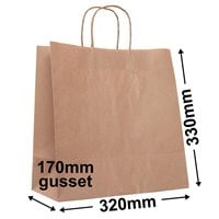 Brown Takeaway Paper Carry Bags 320x330mm (Qty:50)