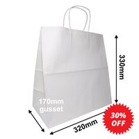 White Takeaway Paper Carry Bags 320x330mm (Qty:50)