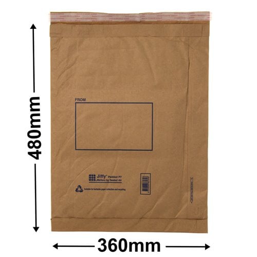 Size 7 Jiffy Padded Mailing Bags 360x480mm (Qty:50) - dimensions
