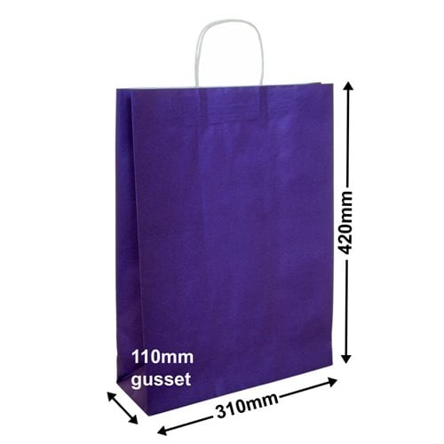 A3 Purple Paper Carry Bags 310x420mm (Qty:50) - dimensions