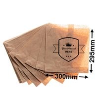 Large Printed Flat Brown Paper Bags - Square 300mm x 295mm 1 Colour 1 Side