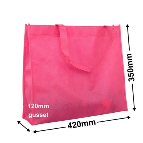 Pink Reusable Non Woven Polypropylene fabric bag - dimensions