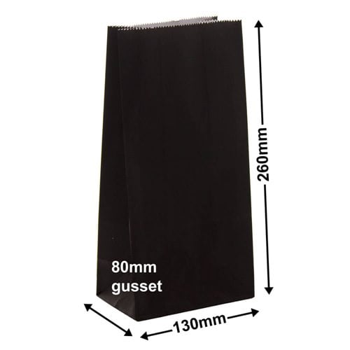 Paper Gift Bags Black 130x260+80 - no handles - dimensions