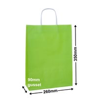 A4 Lime Green Paper Carry Bags 260x350mm (Qty:50)