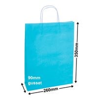 A4 Aqua Blue Paper Carry Bags 260x350mm (Qty:250)