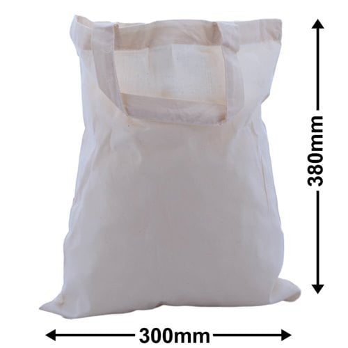 Two Handle Calico Bags 380x300mm | Natural Calico (Qty:50) - dimensions