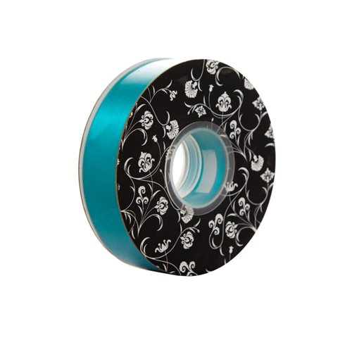 Double sided Satin Ribbon Teal 25mm wide x 30m per roll - dimensions