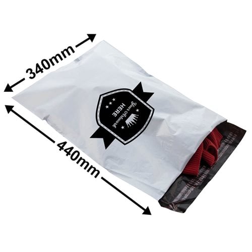 Custom Printed Tamper Proof Courier Bags 440x340mm 1 Colour 2 Sides - dimensions