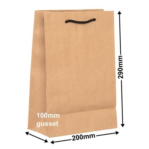 Deluxe Brown Paper Bags 200x290mm (Qty:250) - dimensions