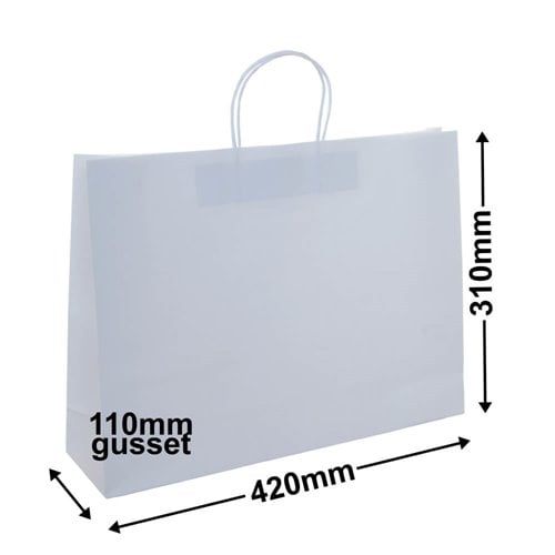 A3 Boutique White Paper Carry Bags 420x310mm (Qty:250) - dimensions