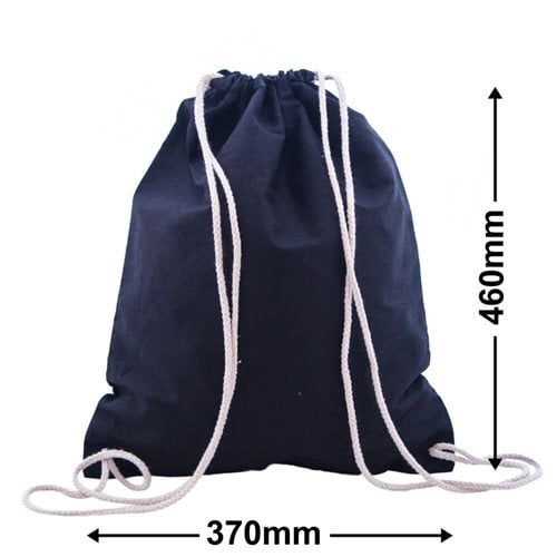 Calico Backpack Bags 460x370mm | Black (Qty:50) - dimensions