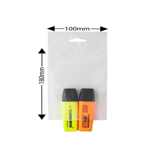 Maxigrip Bottom Loading Resealable Bags - 180x100mm 75µm (Qty:1000) - dimensions