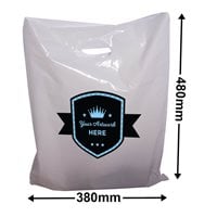 Custom Printed White Plastic Carry Bag 2 Colours 2 Sides 480x380mm