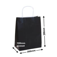 A5 Black Paper Carry Bags 200x290mm (Qty:250)