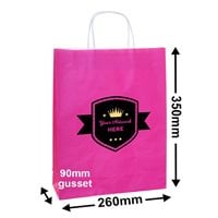 Custom Printed 350x260mm Coloured Paper Bags (8 Colours) 2 Colours 1 Side