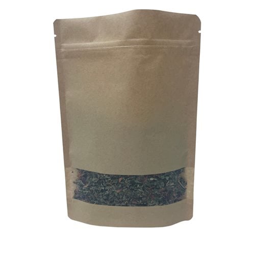 Stand-Up Resealable Kraft Paper Pouch Bags with Window 230x160mm (Qty:100) - dimensions