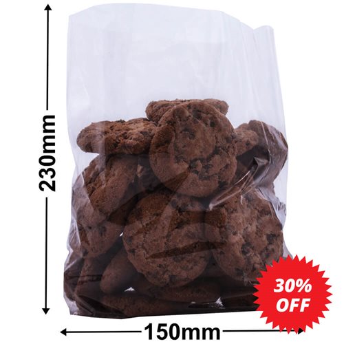 Cellophane Bags 150x230mm + 50mm Side Gusset (Qty:1000) - dimensions