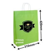 Custom Printed Paper Carry Bags in a Range of Colours 2 Colours 2 Sides 420x310mm