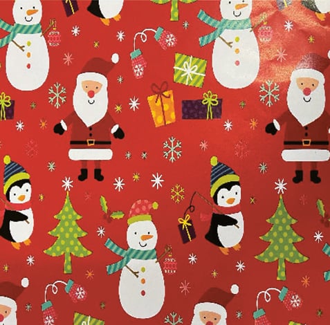 Red Christmas Santa Wrapping Paper Roll (Length: 60M) - dimensions