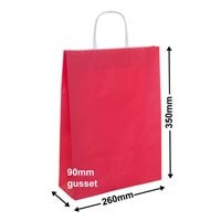 A4 Red Paper Carry Bags 260x350mm (Qty:250)