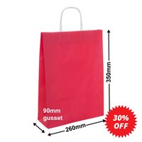A4 Red Paper Carry Bags 260x350mm (Qty:250)