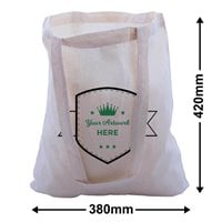 Custom Calico Carry Bags with Long Handles 2 Colours 1 Side 420x380mm