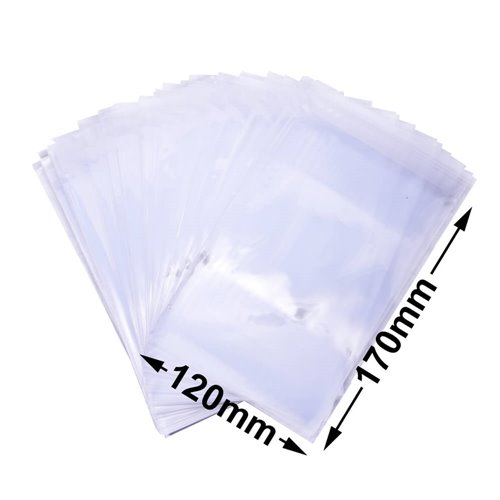 BOPP Peel & Seal Bags + Tape 170x120mm 35µm (Qty:1000) - dimensions