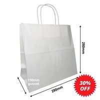 White Takeaway Paper Carry Bags 280x280mm (Qty:250)