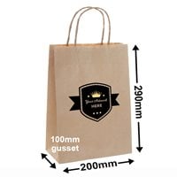 Express Printed Brown Paper Carry Bags 2 Colours 1 Side 290x200mm